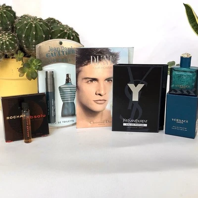 LOTE DE MUESTRAS DE FRAGANCIA PARA HOMBRE JPG Le Male Dune Y YSL Absolu + Versace Eros Nuevo en caja Foto 1 de 4