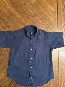 Polo Ralph Lauren Boys 100% Linen Oxford Blue SS Button Down Shirt Size 7 p23 - Picture 1 of 5