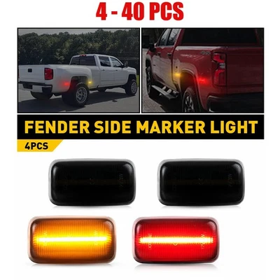 For 15-23 Chevy Silverado 3500HD Dually Bed 4-40pcs LED Smoke Fender Light Rear - Image 1 of 4