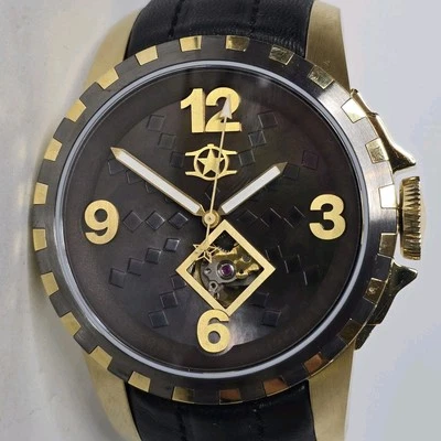 Watchstar Bellisimo Star Automatic Watch Gold Black 47mm - image 1 of 4