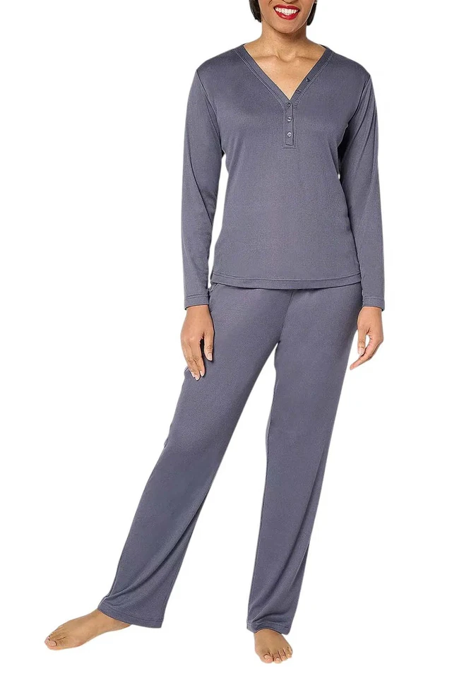 Berkshire Homewear Women's 2pk Ribbed Long Slv & Pant Set Stormy Blue - Image 1 of 1