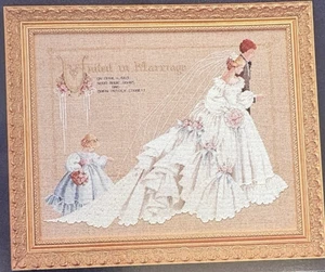 Vtg Rare Lavender & Lace THE WEDDING Cross Stitch 1992 Pattern - Picture 1 of 3