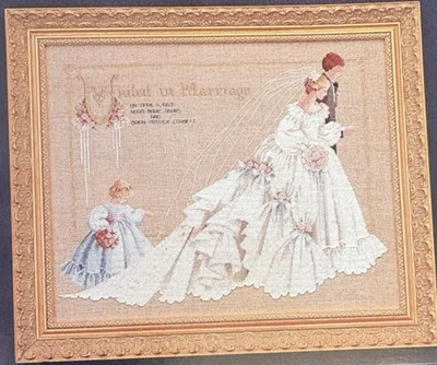 Vtg Rare Lavender & Lace THE WEDDING Cross Stitch 1992 Pattern - Image 1 of 3