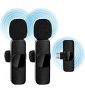 Wireless Microphones, 2 Pack Microphone Wireless for iPhone/iOS/Android