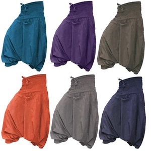 Women Plain Hippie Harem Aladdin Baggy Loose Fit Genie Gypsy Trouser Pants - Picture 1 of 36