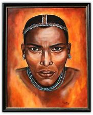 BURGSTALLER Wandbild Massai Krieger moderne Malerei Porträt Gemälde Holzrahmen