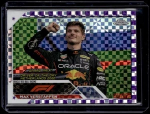 2023 Topps Chrome Formula 1 F1 #180 Max Verstappen Purple Checker Flag /199 - Picture 1 of 2