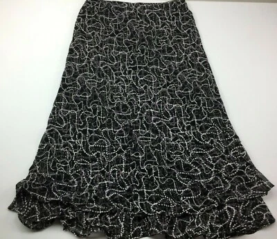 Falda negra a lunares Style & Co para mujer remolino blanca púrpura gris iglesia talla 12 Foto 1 de 4