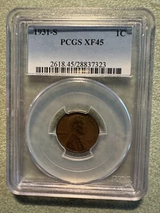 1931-S Lincoln Wheat Cent PCGS XF45 - Picture 1 of 4