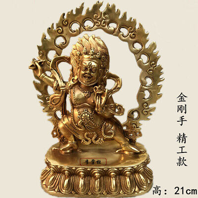 20cm Bronze Buddhism Buddha Vajrapani Vajra Hand Bodhisattva Protector Statue • 54.30£