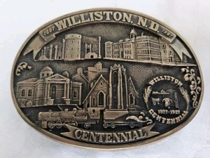 Williston ND Centennial 1887-1987 Brass Belt Buckle Limited Edition 812 Of 2500  - Picture 1 of 6
