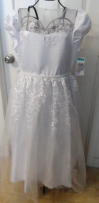 NWT BONNIE JEAN White Easter Ring Wedding Flower Girl Dress Size 16 Sleeve - Image 1 of 4