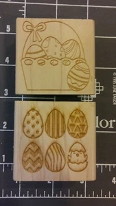 Nuevo sello de goma 2 huevos de Pascua cesta hierba caza invitación tinte fiesta aula - Imagen 1 de 2