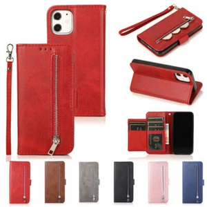 Zipper Wallet Leather Flip Phone Case For iPhone 14 13 12 11 Pro Max XR XS 7 8 - Picture 1 of 57
