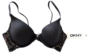 DKNY 32B Lace Lift Demi Underwire Bra Black #453231  Lightly Lined MSRP $44 - Picture 1 of 7