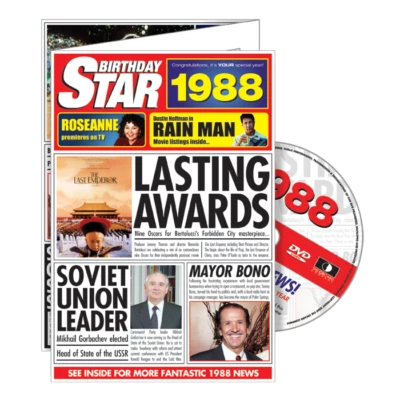 RETROCO 1988 DELUXE BIRTHDAY CARD With DVD Of The Year - 37th Birthday. Greeting Card