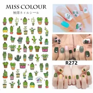 Nail Stickers Nail Art Decal DIY Green Cactus Cute - Picture 1 of 2