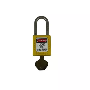 Master Lock Thermoplastic Safety Yellow Lockout Padlock With Key DANGER locked - Picture 1 of 3