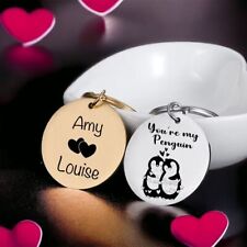 Personalised Keyring My Penguin Engraved Gift Novelty Valentine's Day Love