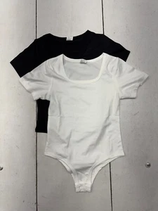 Shein 2 Pack Black White Short Sleeve Bodysuit Girls Size 8-10 - Picture 1 of 5