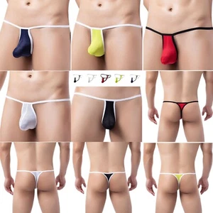 81-232 Herren Mini G-String Rio dehnbarer hoher Beutel T-Back 5 Farben in S-2XL - Picture 1 of 44