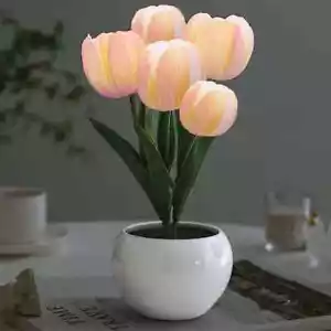 Flower Table Lamp Tulip Desk LED Night Light For Home Living Room Decor Artifici - Picture 1 of 10