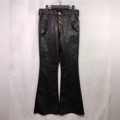 Pantalones Adriano Goldschmied Quinne tiro alto acampanados imitación cuero para mujer 30 negros Foto 1 de 4