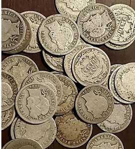 Set 4 Stück USA Münze Barber One Dime ca. sehr guter Umlauf KM113 10 Cent YY416-11 - Bild 1 von 10