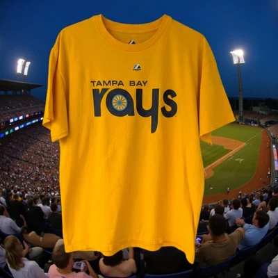 y2k Tampa Bay Rays Longoria Yellow MLB Baseball Jersey L Tee turbo racing cars - Image 1 of 4