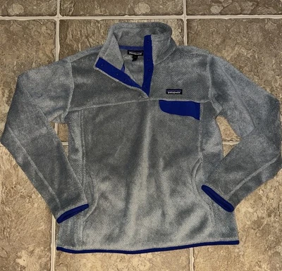Patagonia Gris Azul Synchilla Polar Pullover Snap-T Chaqueta Mujer’s Talla L Grande Foto 1 de 4