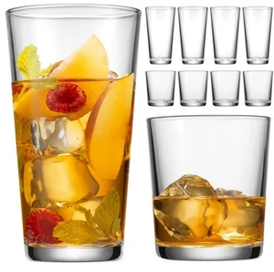 Drinking Glasses Set of 8 Mixed Glassware Set, 4 Highballs 17 Oz., 4 Whiskey ... - Picture 1 of 9