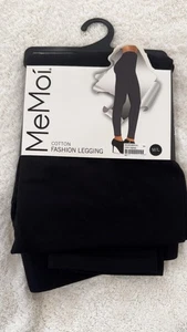 MEMOI WOMAN COTTON FASHION LEGGINGS BLACK SIZE M/L NWT - Picture 1 of 3