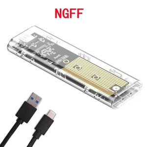 M.2 NVME Pcie /NGFF SATA /Dual Protocol SSD Case Clear USB Type C 10Gbps M2 SSD  - Picture 1 of 15