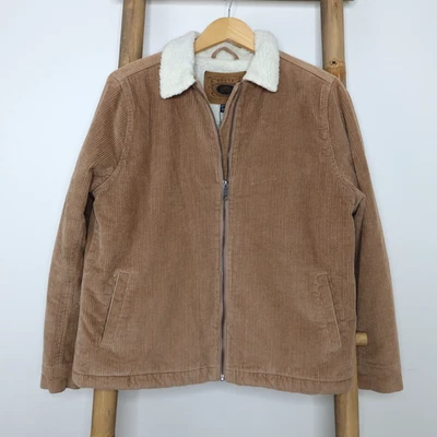 Rusty Sherpa Jacket SZ 10 Camel Corduroy Zip Closure Pockets Surfwear Boho - image 1 of 4