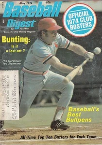 Mayo 1974 Baseball Digest St. Louis Cardinals Ted Sizemore en cubierta - Imagen 1 de 1