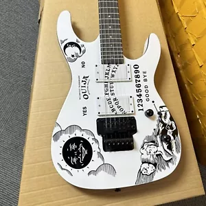 NEU White Moon Red Ouija E-Gitarre FR Brücke schwarz Teil 2H Tonabnehmer - Bild 1 von 14
