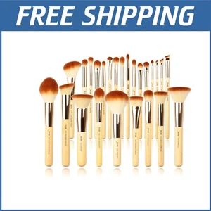 Complete 25-Pc Makeup Brush Set - Handmade Bamboo Brushes for All Skin Types - Picture 1 of 11