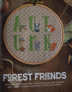 Gráfico de punto de cruz solamente - Muestreador de aro de otoño de temporada con motivos de animales del bosque - Imagen 1 de 1