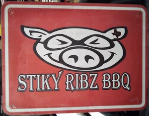 ADVERTISING HWY EXT SIGN 18X24 BARN MAN CAVE STINKY RIBZ BBQ PAPA JOHNS PIZZA 1H - Picture 1 of 2