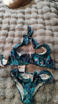 La Perla Women Abstract Bikini Swimsuit, Mint Combo Bra 36 B Panties Sz L - Image 1 of 4