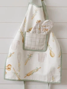 Apron Children's Size with Oven Mitt Set TBaking Print Kid's Kitchen Wear - Picture 1 of 2