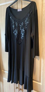 Brandneu ohne Etikett - Atemberaubendes schwarzes Paillettenkleid aus Praslin - Größe 24 - Bild 1 von 4