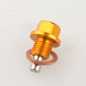 Magnetic Engine Oil Pan Drain Plug Nut Bolt Crush Washer M12x1.25mm Golden - Picture 1 of 3