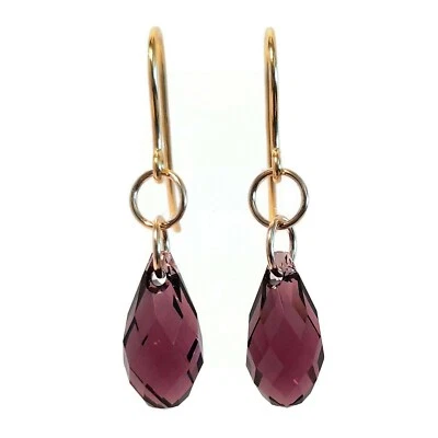 9ct Gold Amethyst Crystal Gemstone Earrings for Women, Gold Drop Dangle Earrings Foto 1 de 4