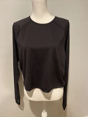 Top corto Old Navy Active para mujer talla XL negro manga larga nuevo con etiquetas detalle trasero de malla Foto 1 de 4