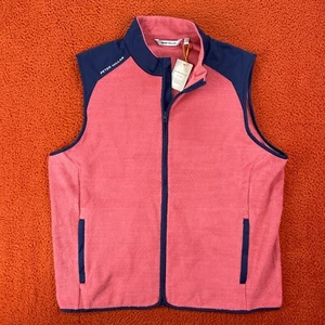 PETER MILLAR Men's XL Sport Fade Golf Fleece Vest Cape Red NEW $225 - Picture 1 of 9