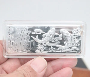Barra de plata pura 999 Invest Double Fish Play colección de lingotes de plata/50 g - Imagen 1 de 3