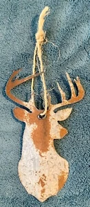 RUSTY METAL DEER BUCK STAG ORNAMENT PRIMITIVE CUTOUT DEER! 5” x 3” CHRISTMAS #1 - Picture 1 of 2