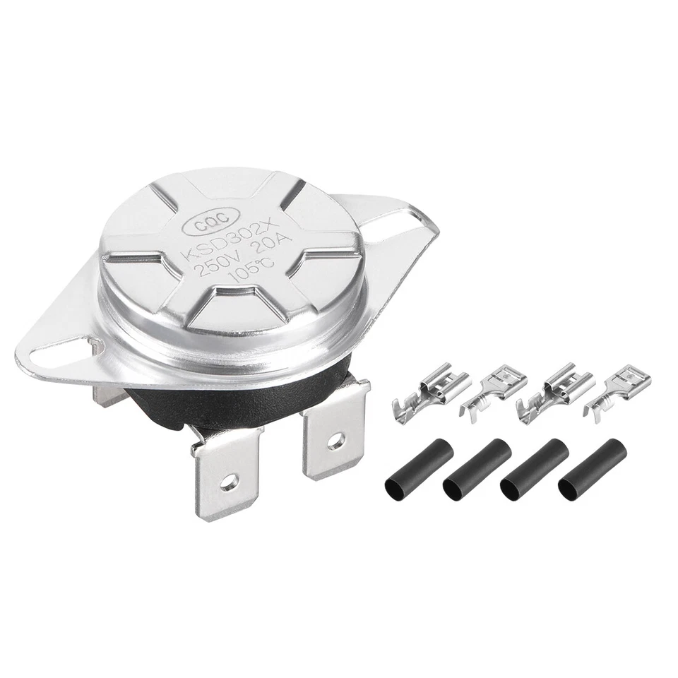 KSD302T Thermostat, Temperature Control Switch 105°C Manual Reset N.C 6.3mm Pin - Image 1 of 3