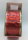 Michaels Wired Edge Designer Ribbon Gold Red Shiny 2.5” x 100’ New